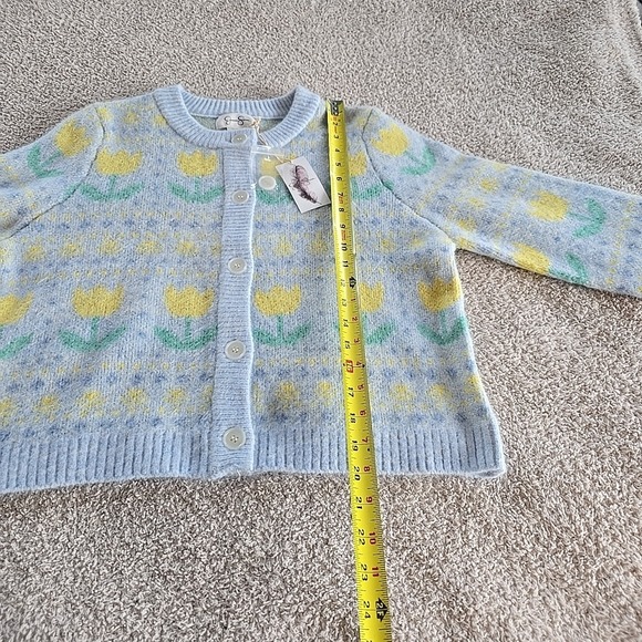 Jessica Simpson Knit Floral Cardigan Sweater Blue Yellow Tulips Size M NWT - Picture 15 of 16